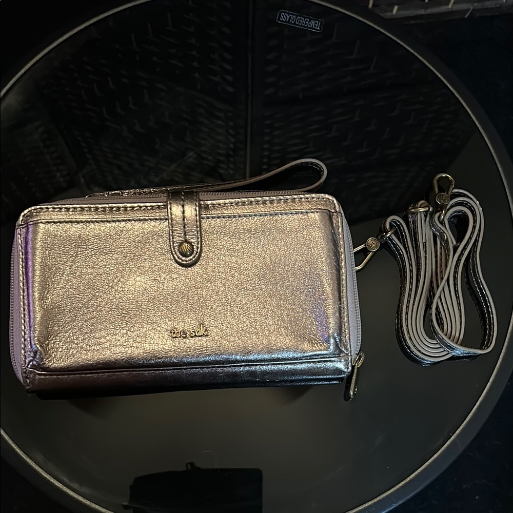 The Sak Sleek Metallic Women's clutch and crossbody Bag, leather
